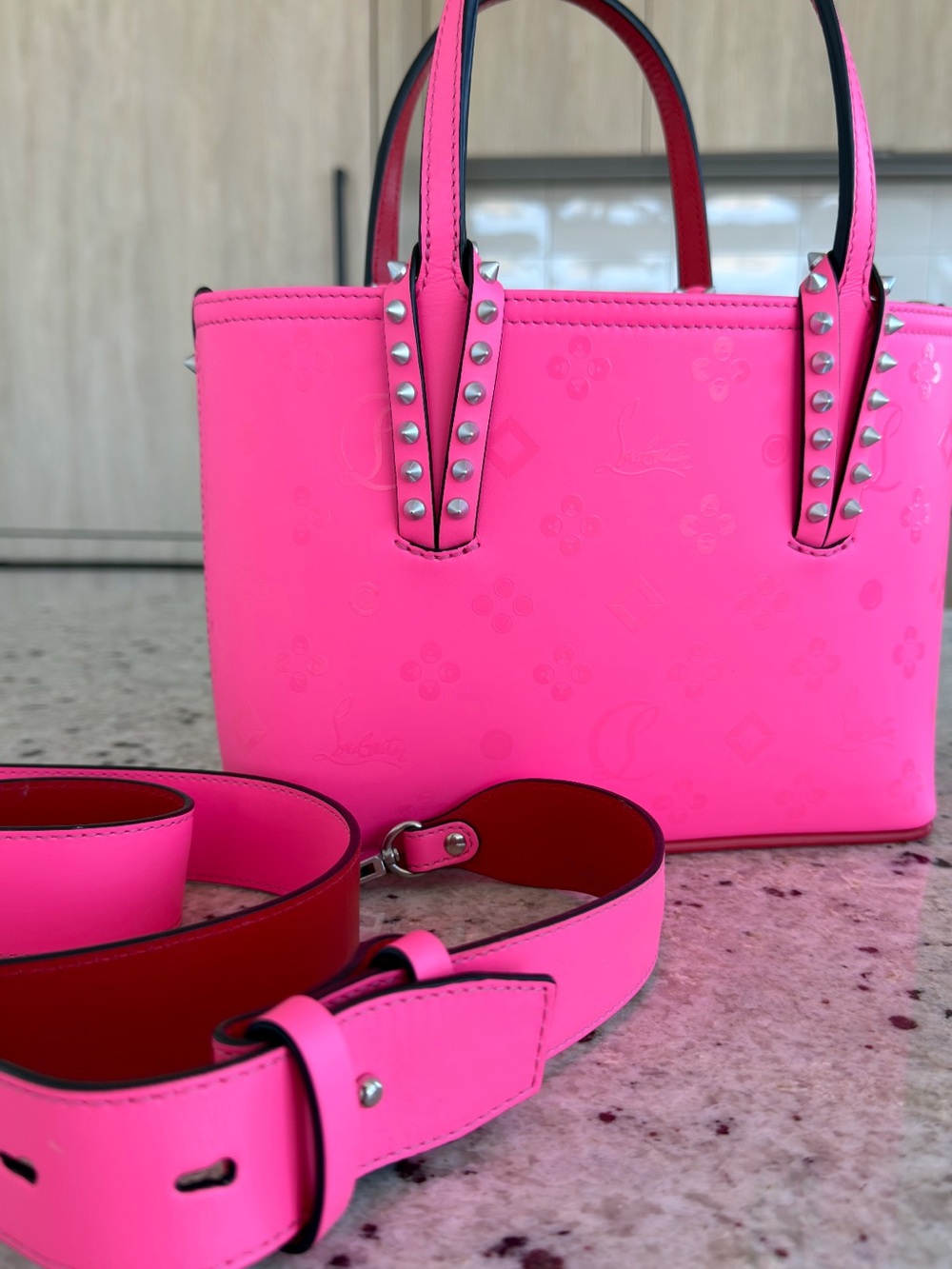 Originally $1550 🔥Christian Louboutin Cabata Pink Shoulder Bag Purse Tote